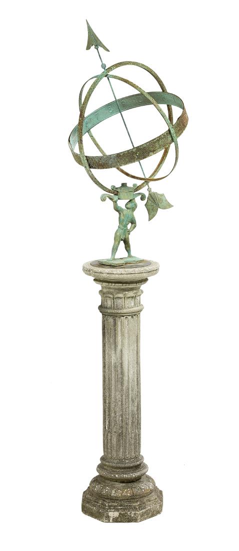 Art Deco Armillary Sphere on a Molded Stone Base (1 of 1)