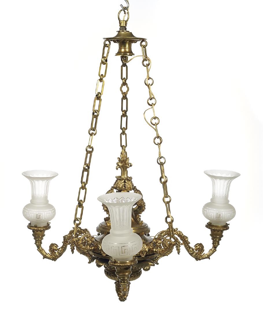 English Classical Revival Argand-Style Chandelier (1 of 1)