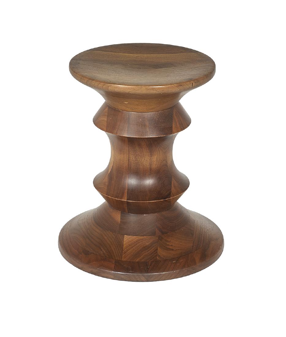 Mid-Century Modern Walnut Time-Life Stool: Mid-Century Modern Walnut Time-Life Stool ca. 1965, attributed to Herman Miller Co., after a design by Charles and Ray Eames, the dished top on a turned pedestal with flaring base. h. 15"