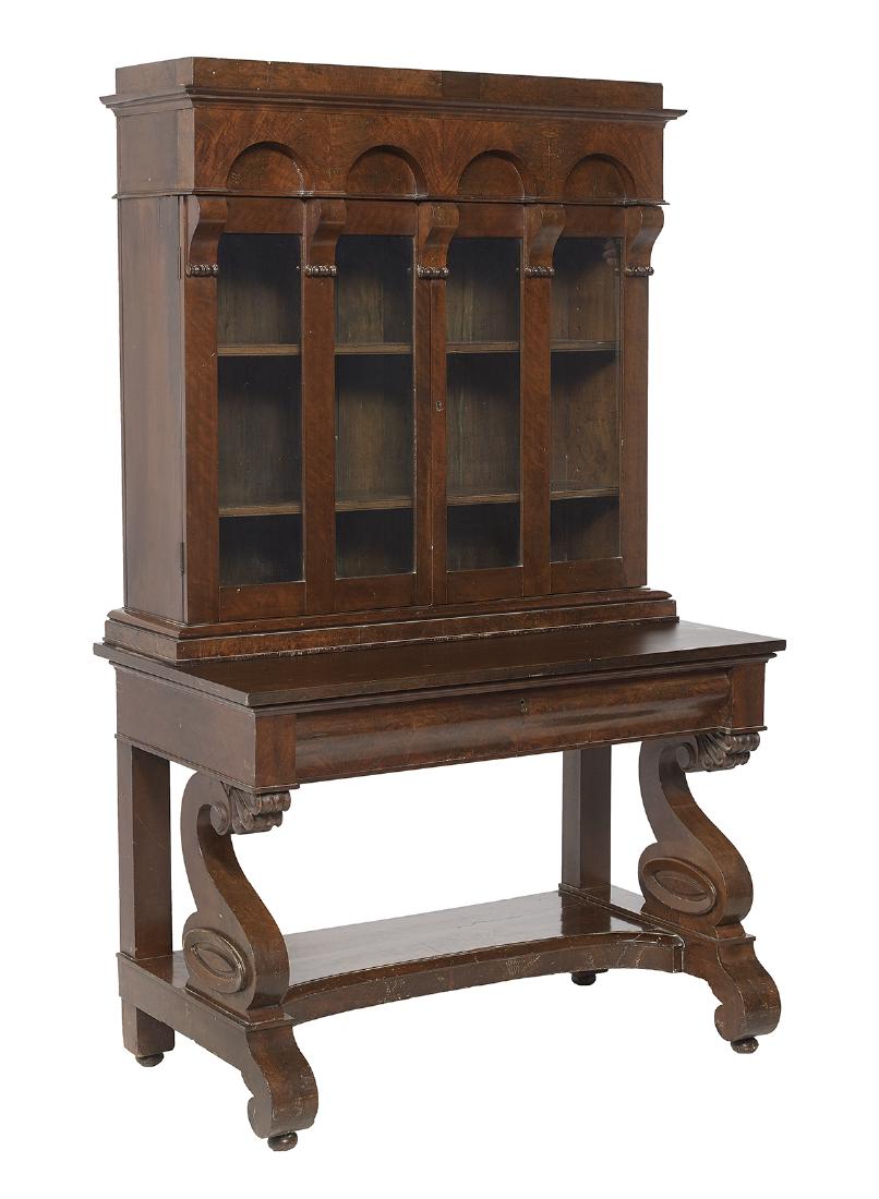 American Late Classical Mahogany Bookcase/Cabinet (1 of 1)