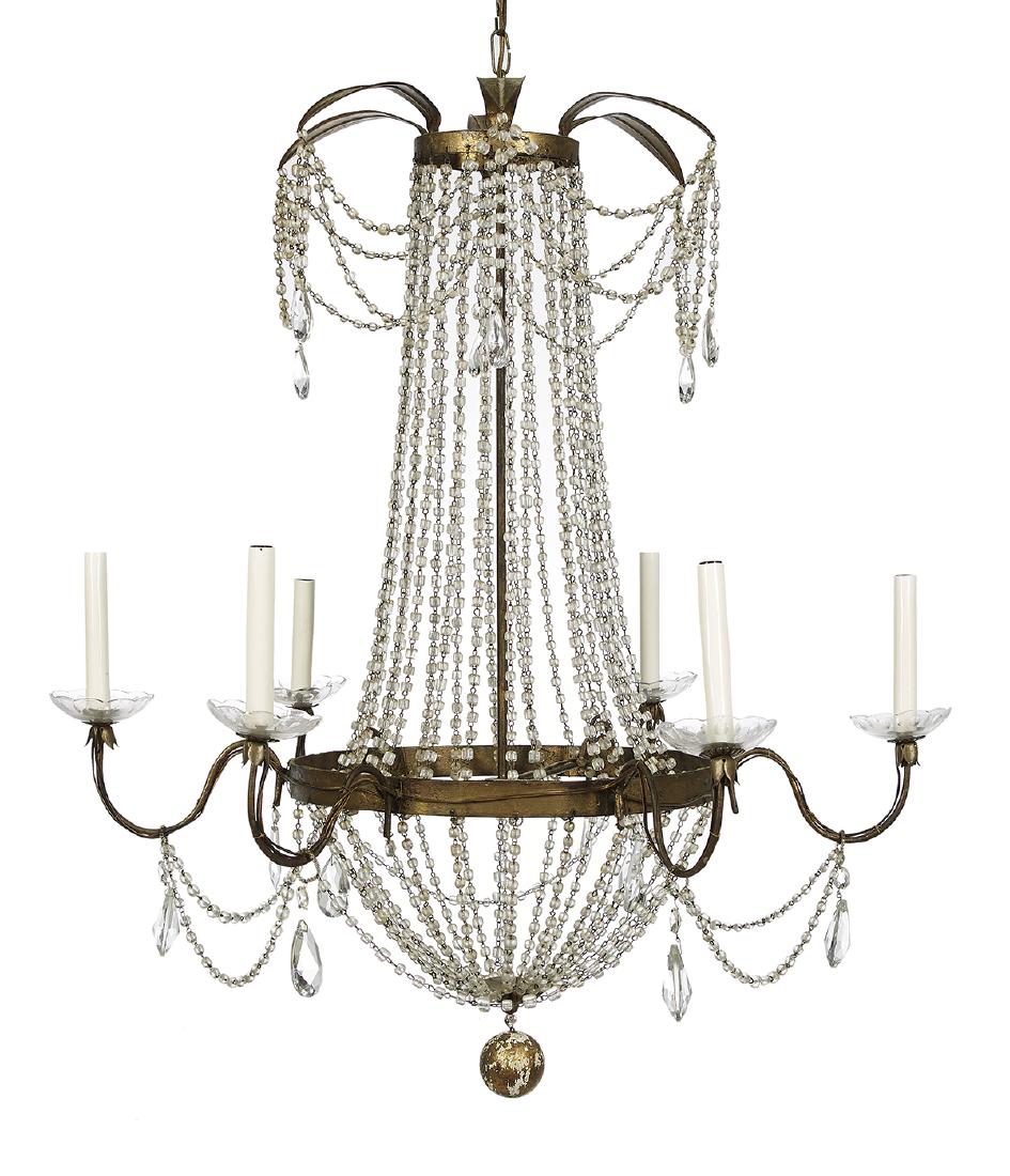 Louis XV-Style Brass and Prism-Hung Chandelier (1 of 1)