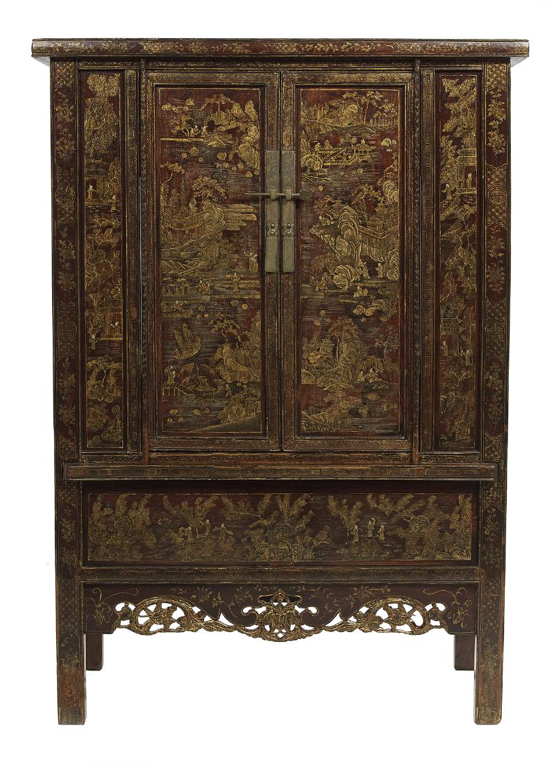Chinese Lacquered and Parcel-Gilt Storage Cabinet (1 of 3)