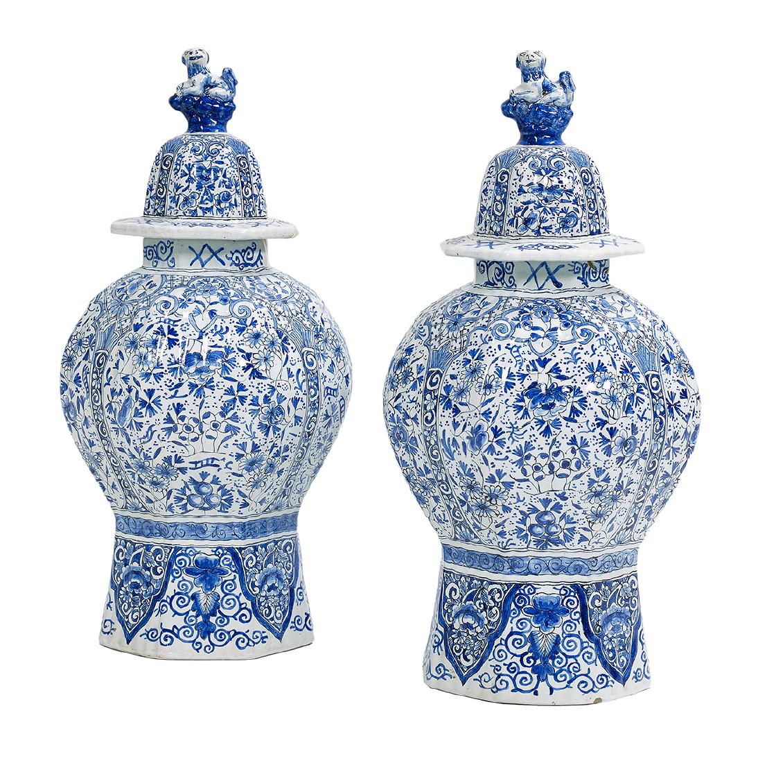 Pair of Dutch Delft Covered Ginger Jars (1 of 2)