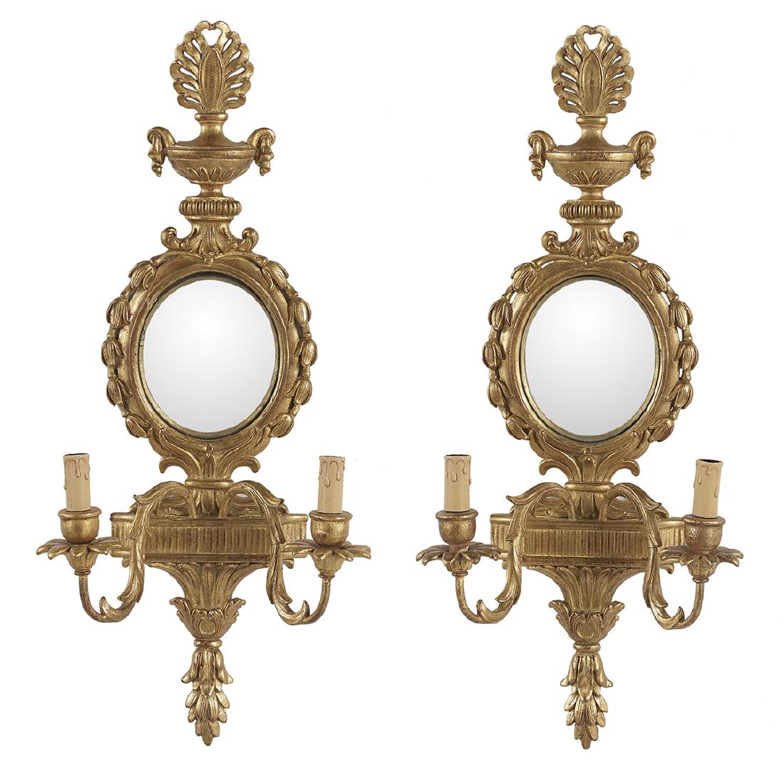 Pair of Italian Mirrored Sconces (1 of 3)