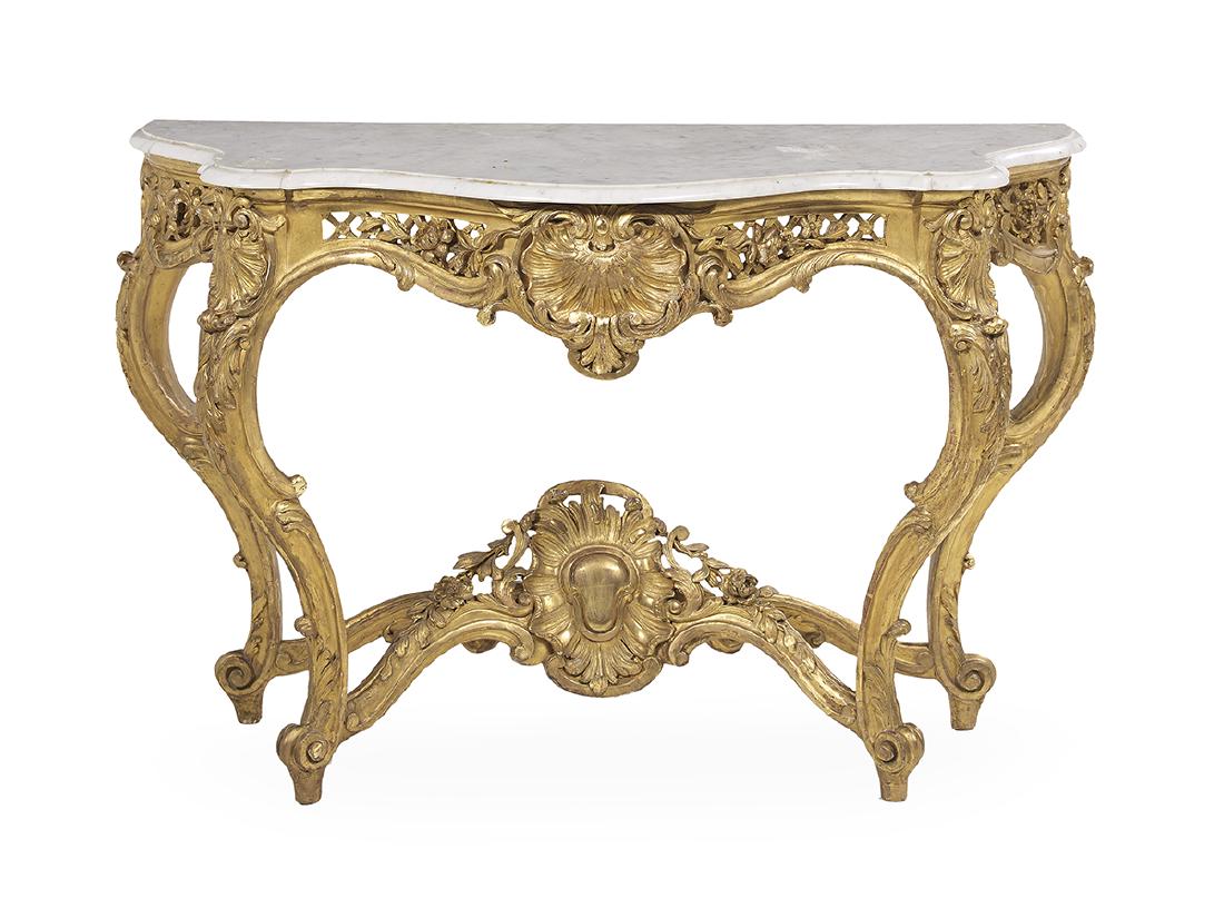 Louis XV-Style Marble-Top Console Table (1 of 1)