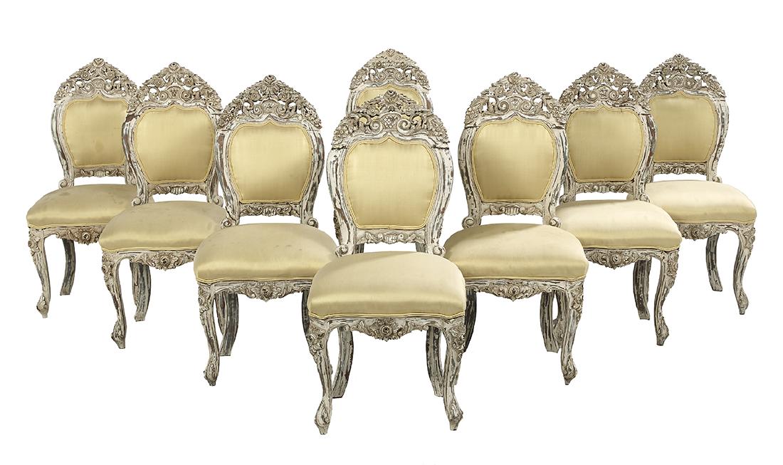 Eight Napoleon III-Style Polychrome Dining Chairs (1 of 2)