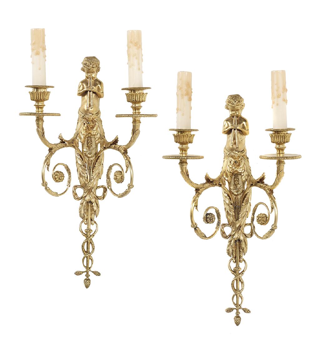 Pair of French Directoire-Style Bronze Sconces (1 of 1)
