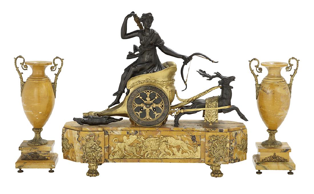 French Empire Revival Three-Piece Clock Set (1 of 2)