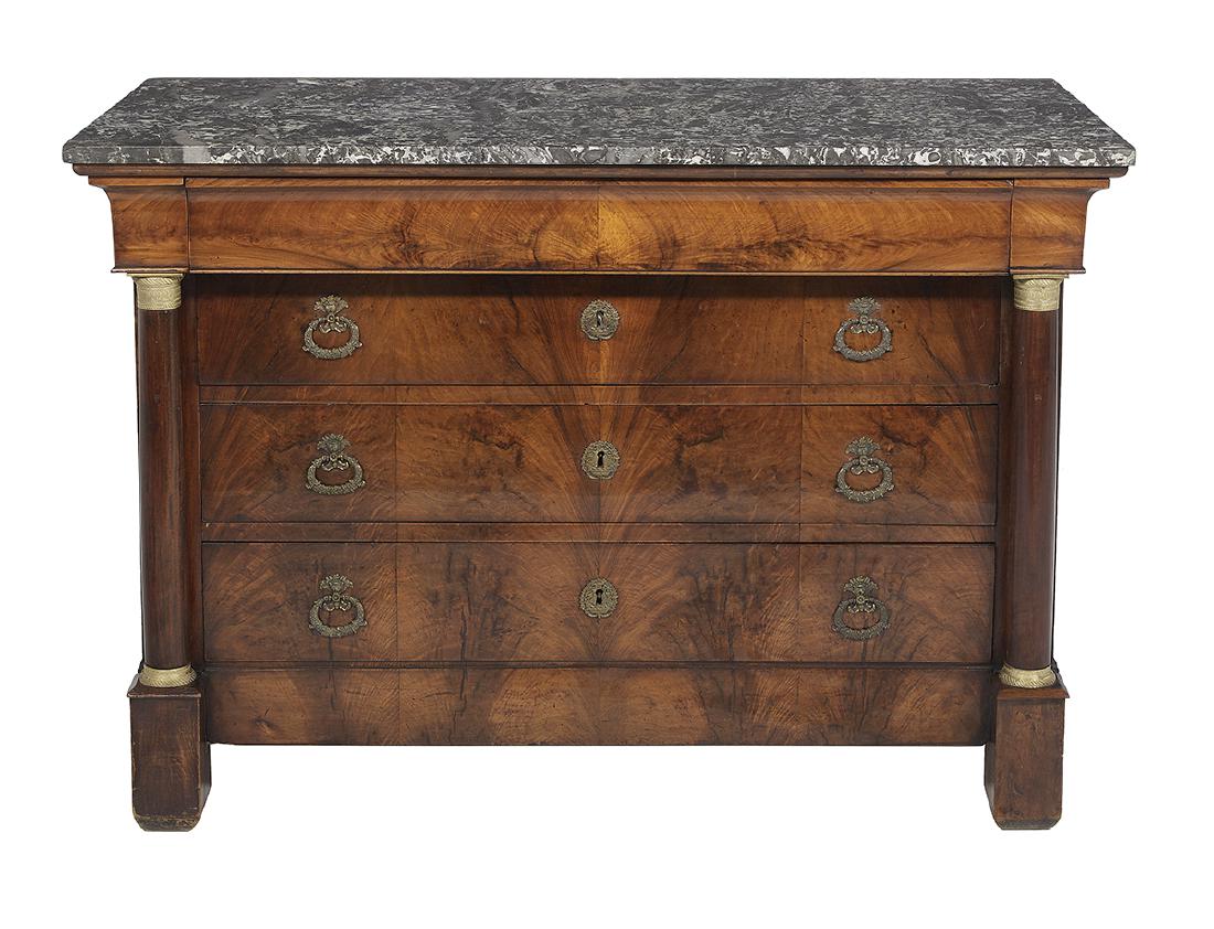 Good Empire Walnut and Marble-Top Commode (1 of 1)