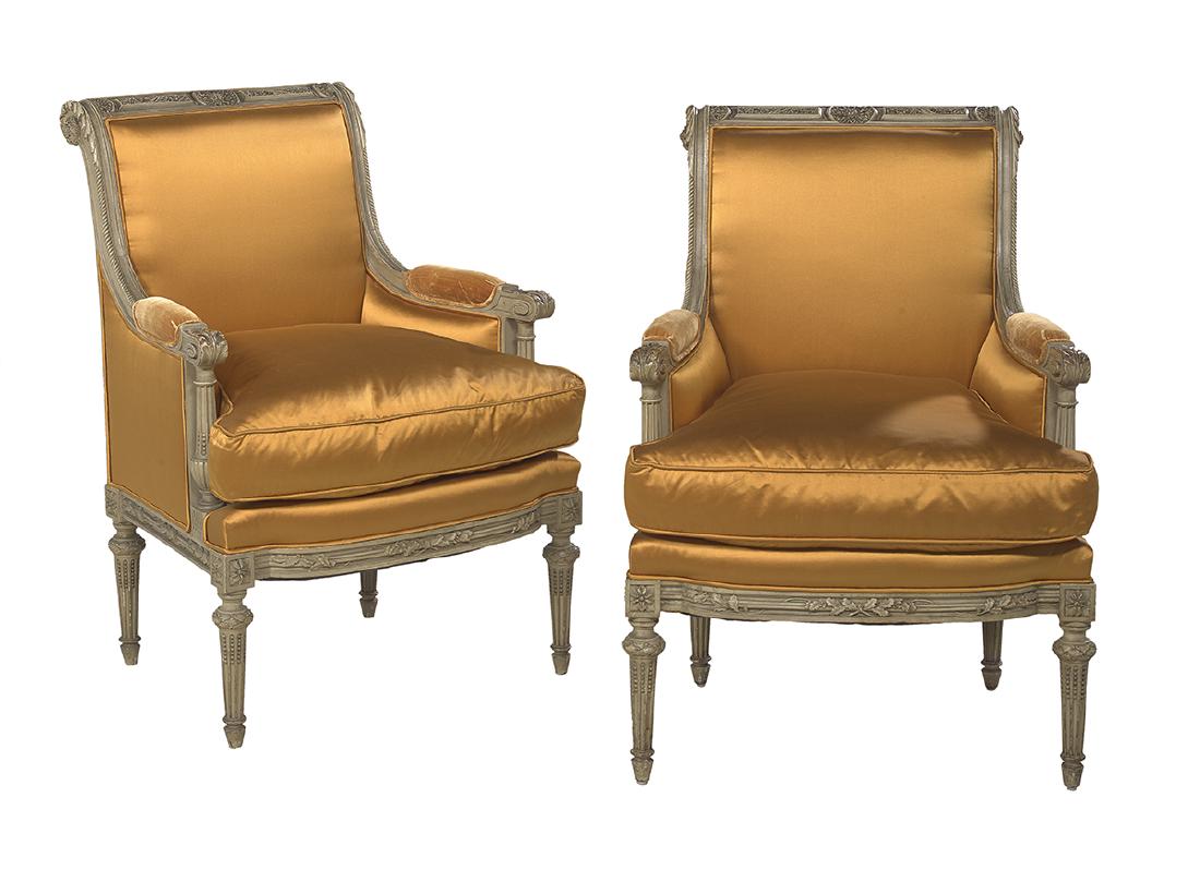 Pair of Empire-Style Polychrome Bergeres (1 of 1)