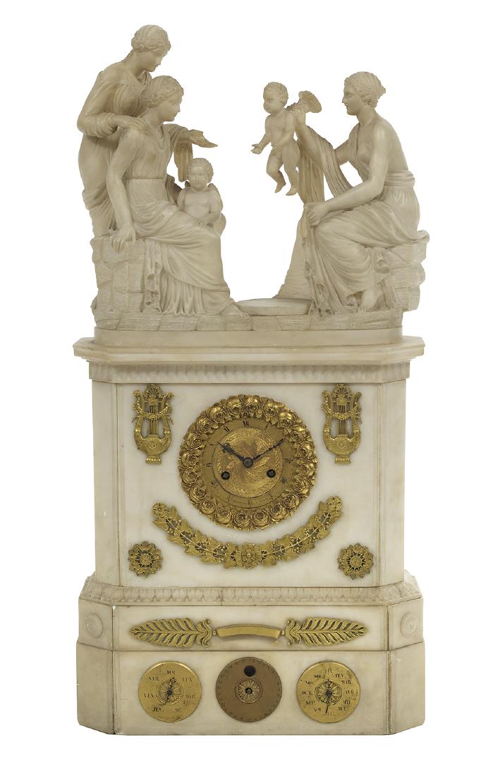 Rare Restauration Alabaster Clock / Calendar (1 of 2)