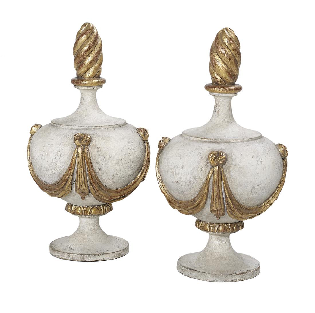 Pair of Louis XVI-Style Painted Wooden Finials (1 of 1)