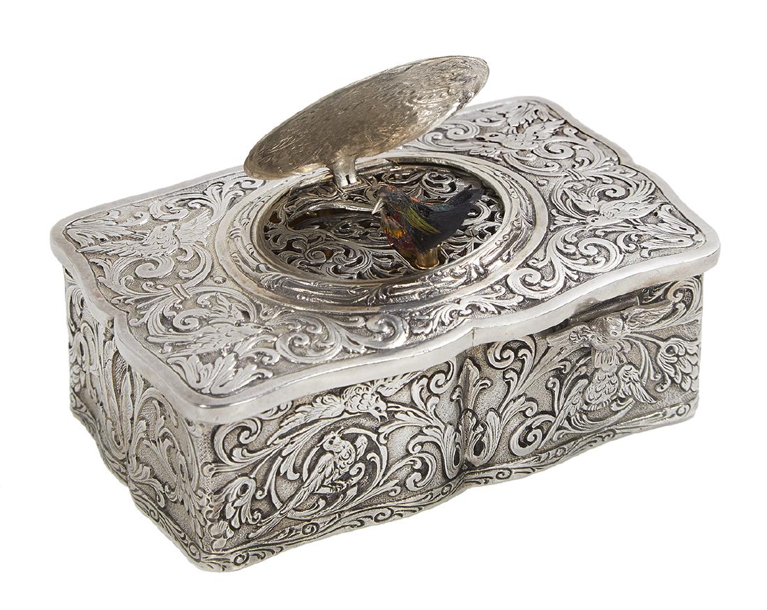 German Sterling Silver Bird Automaton Box (1 of 2)