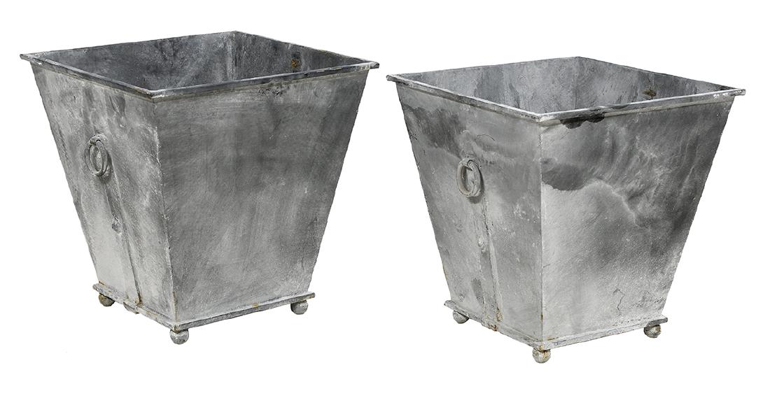 Pair of Metal Planters of Asian Inspiration (1 of 1)