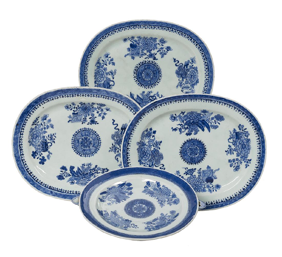 Four Pieces of Chinese Blue Fitzhugh Porcelain (1 of 1)