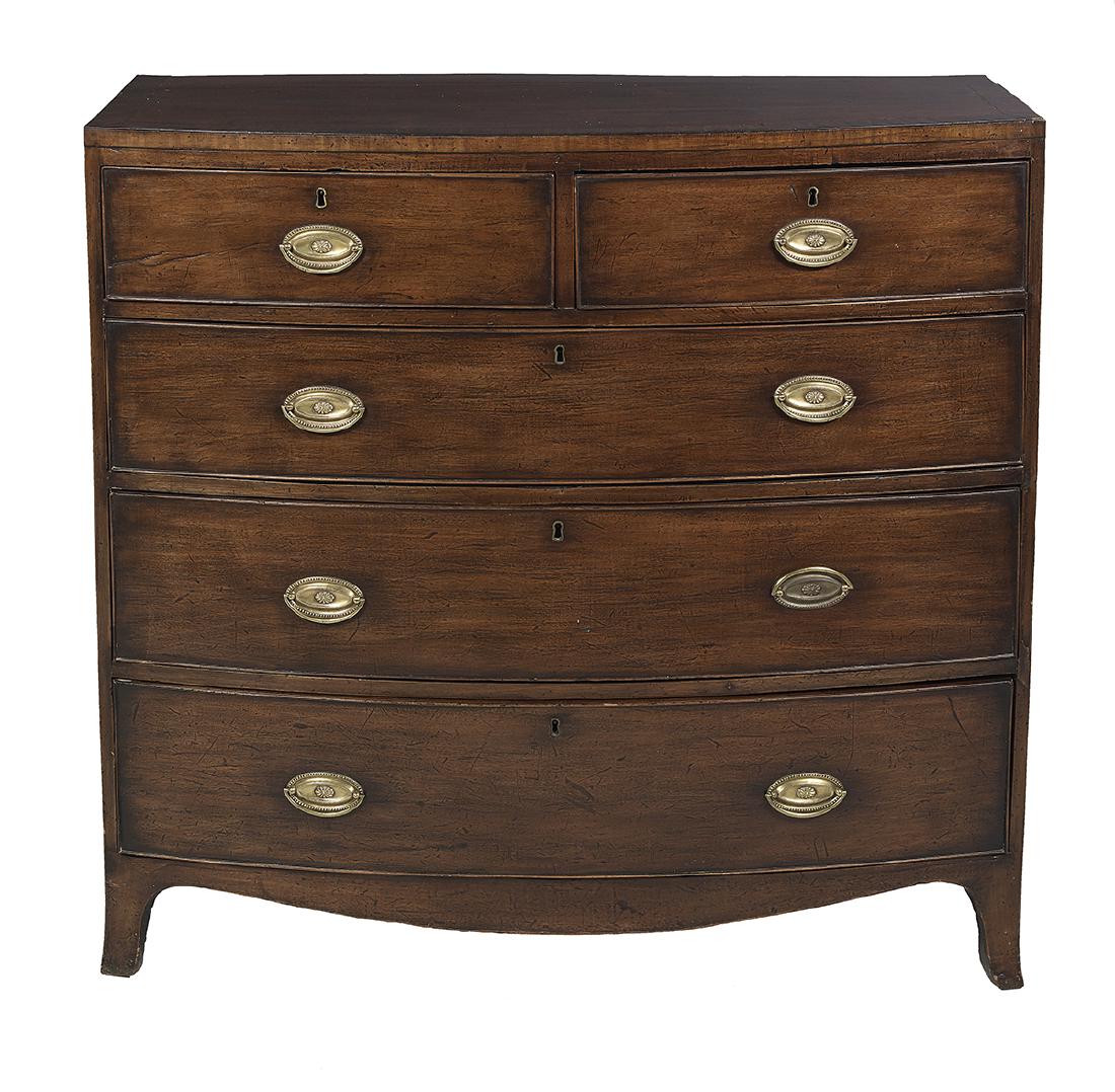 Regency Mahogany Bowfront Chest (1 of 2)