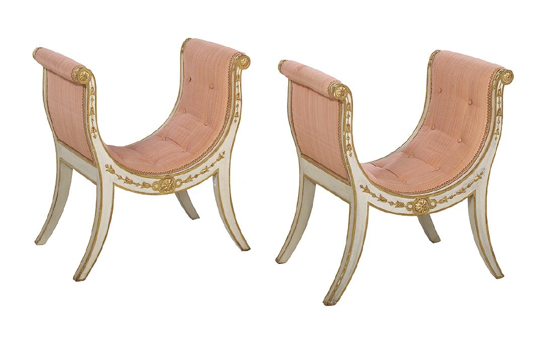 Pair of Regency-Style Creme-Peinte Window Seats (1 of 1)