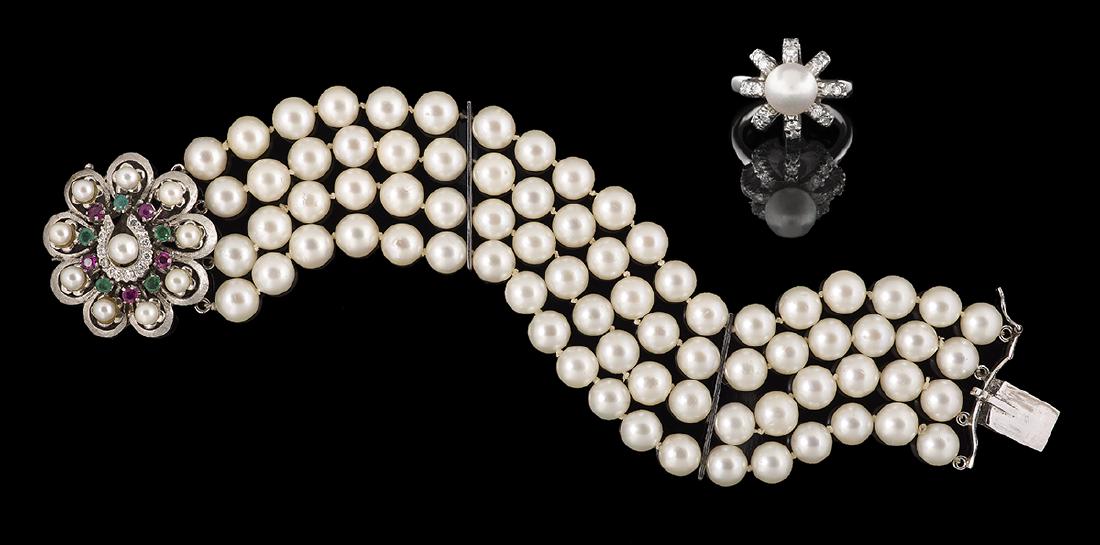 Pearl and Diamond Bracelet and Ring (1 of 3)