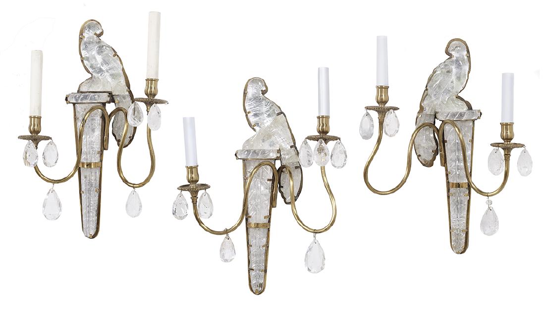 Three French Rock Crystal and Bronze Sconces (1 of 4)
