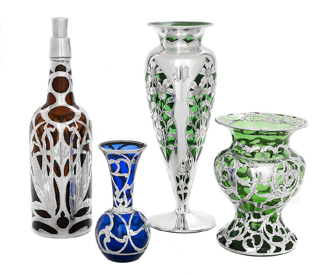 Four Pieces of American Silver Deposit Glassware (1 of 1)