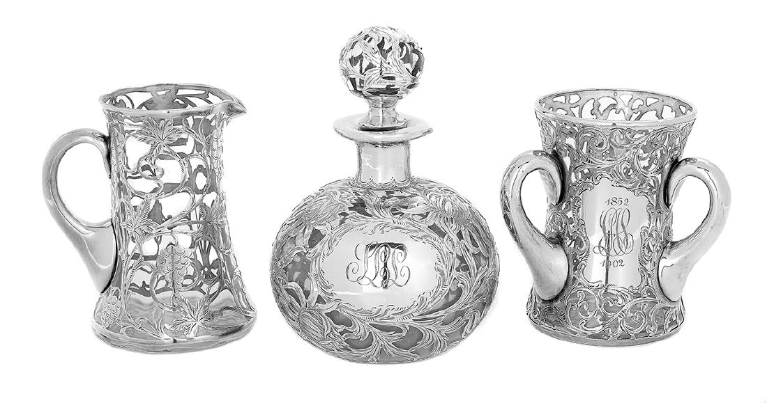 Three Pieces of Alvin Silver Deposit Glassware (1 of 1)