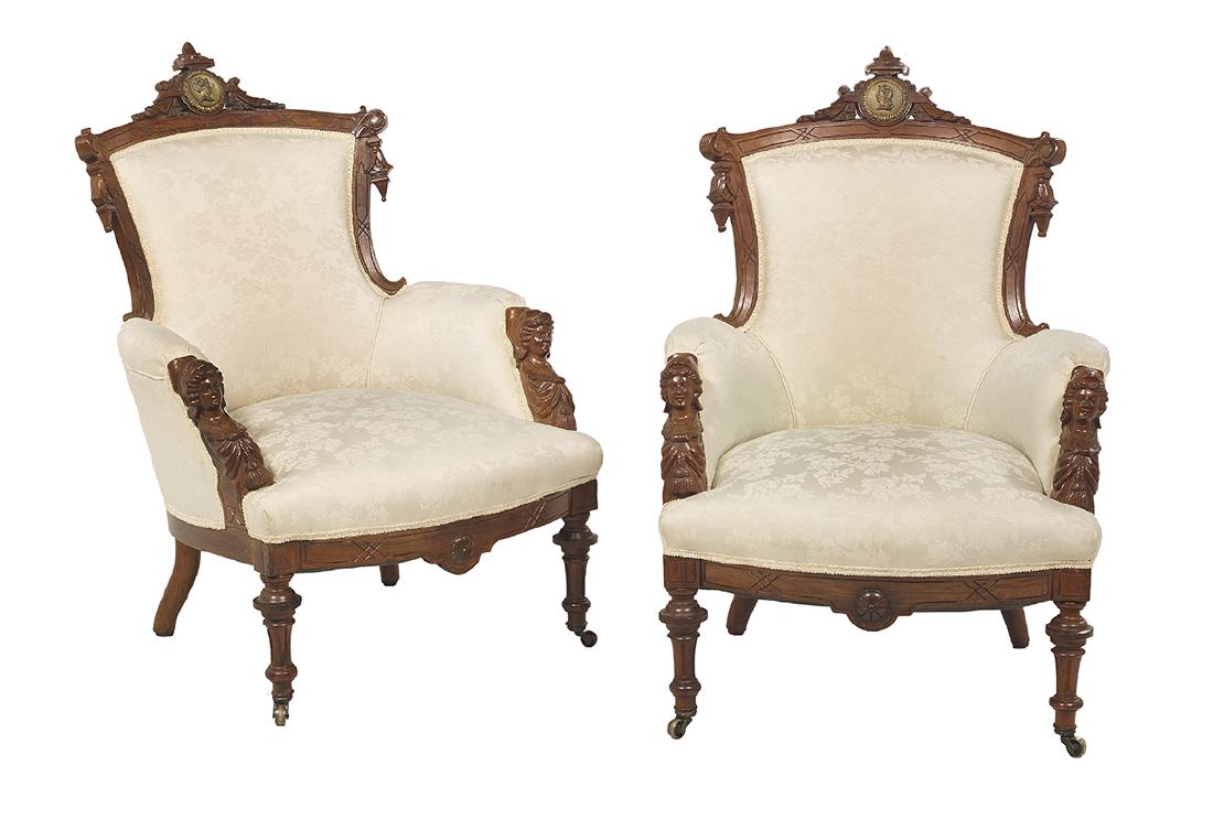 Pair of American Renaissance Revival Armchairs (1 of 1)