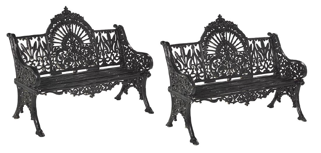 Pair of Coalbrookdale "Peacock" Cast Iron Benches (1 of 3)