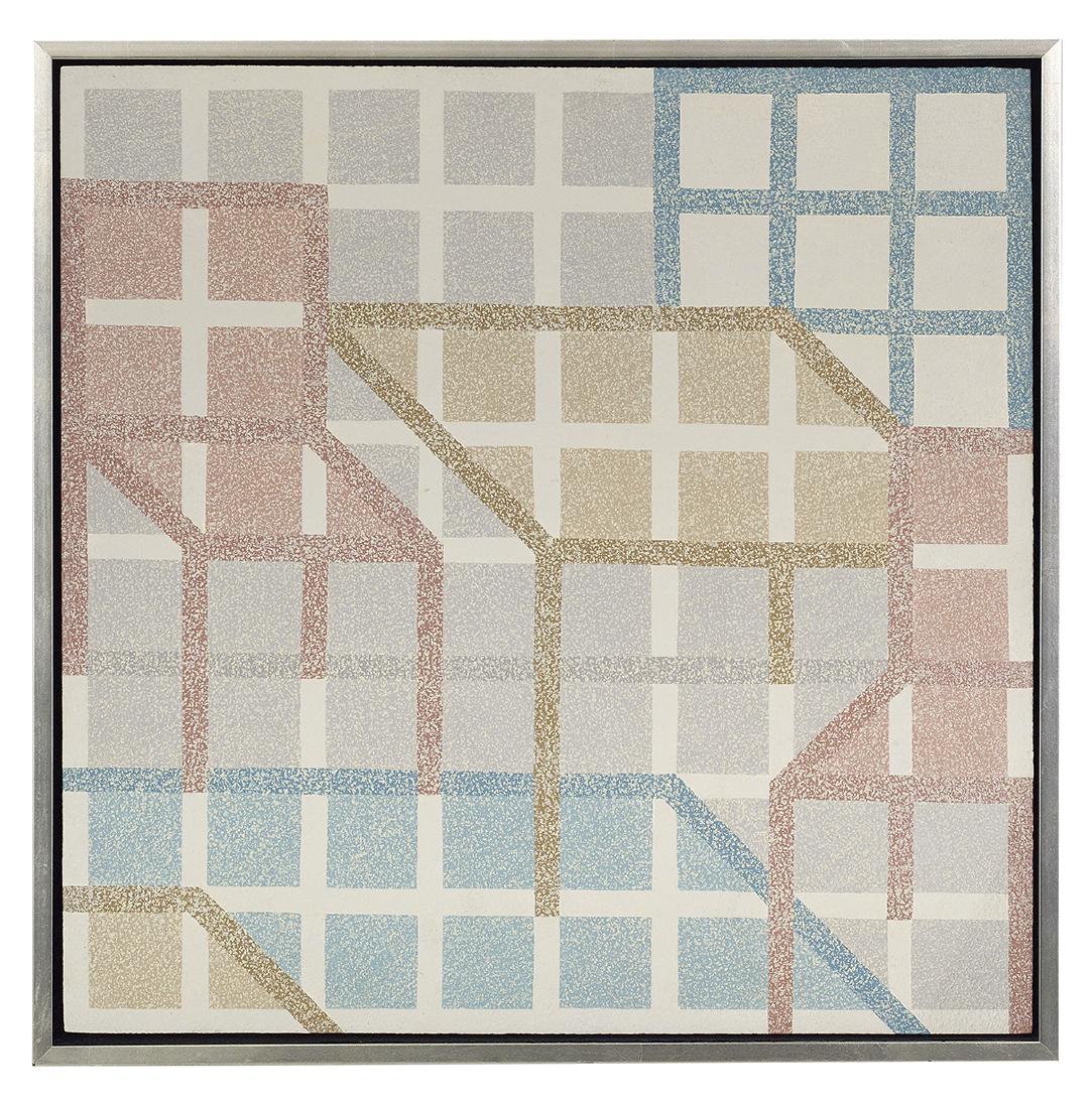 Robert Gordy (American/Louisiana, 1933-1986): Robert Gordy (American/Louisiana, 1933-1986) "Untitled #72" acrylic on fiberglass unsigned, titled en verso. Framed. 20" x 20", framed 21-1/4" x 21-1/4" Provenance: Arthur Roger Gallery, New Orleans,