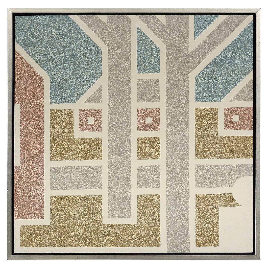 Robert Gordy (American/Louisiana, 1933-1986): Robert Gordy (American/Louisiana, 1933-1986) "Untitled #73" acrylic on fiberglass unsigned, titled en verso. Framed. 20" x 20", framed 21-1/4" x 21-1/4" Provenance: Arthur Roger Gallery, New Orleans,