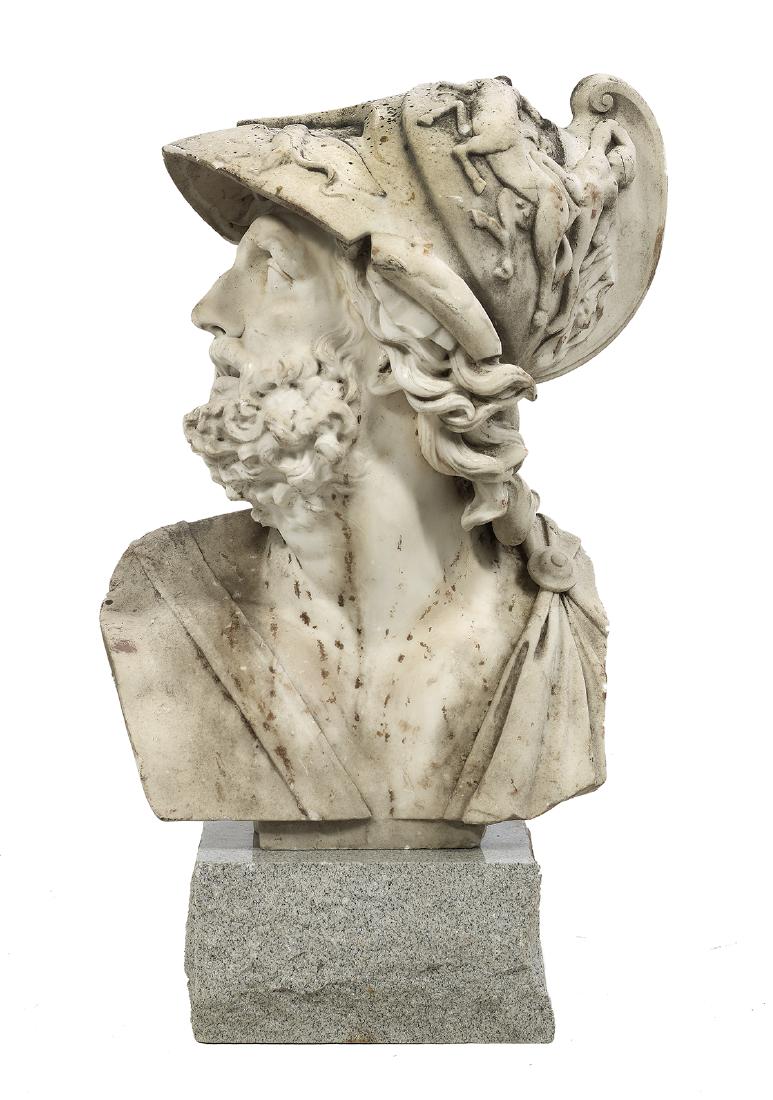 Italian Carved Marble Bust of Ajax (1 of 2)