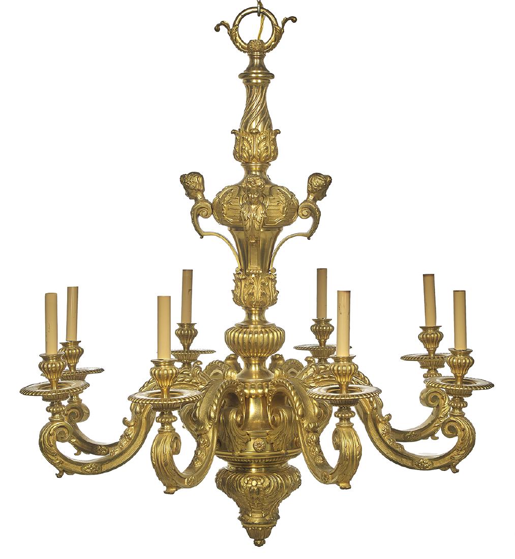 French Baroque-Style Gilt-Bronze Chandelier (1 of 1)