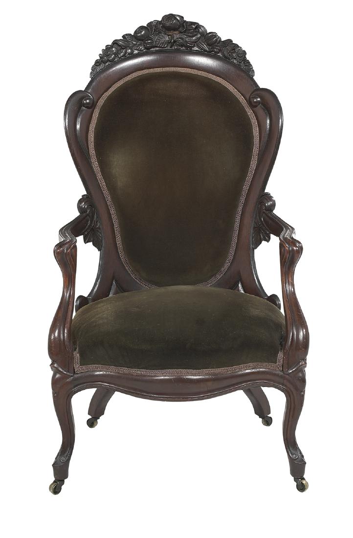American Rococo Revival Rosewood Armchair (1 of 2)