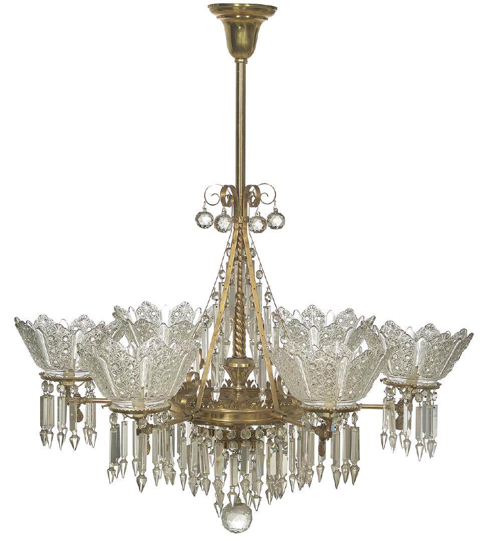 American Brass and Crystal Gasolier (1 of 1)