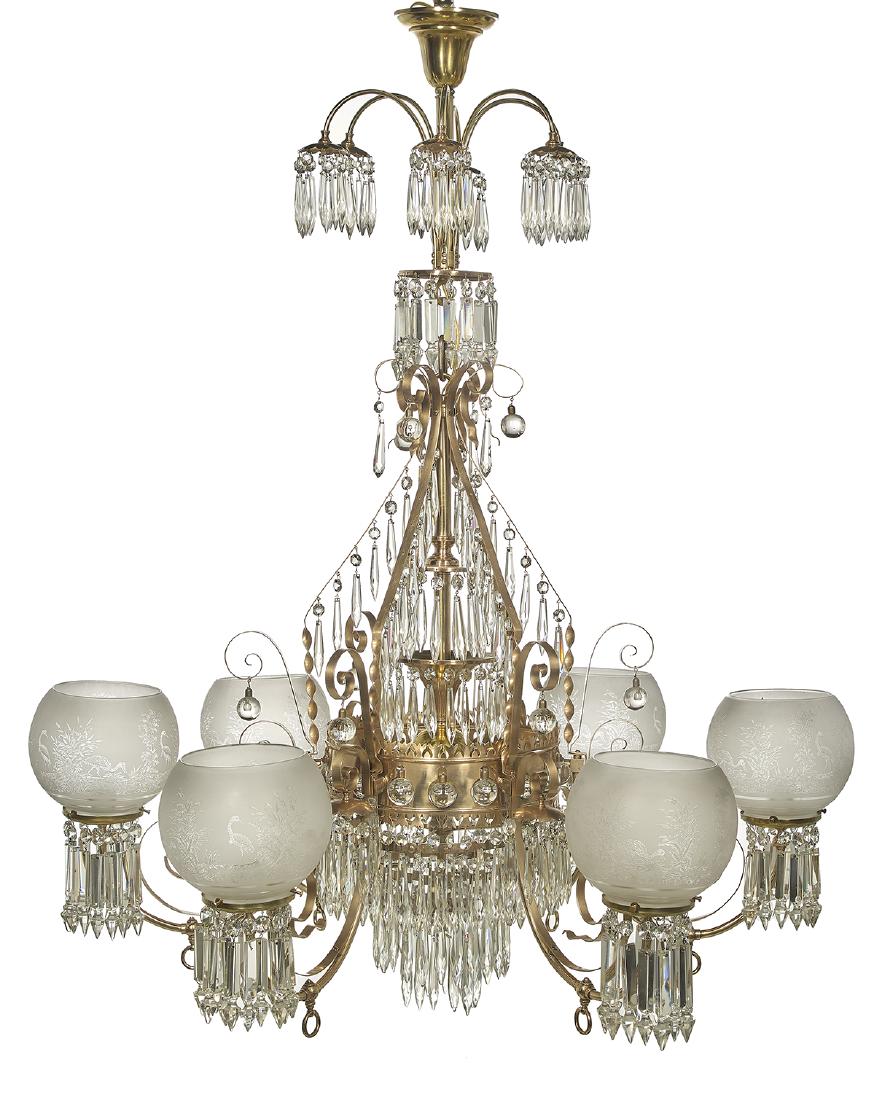 American Aesthetic Copper-Washed Brass Gasolier (1 of 1)