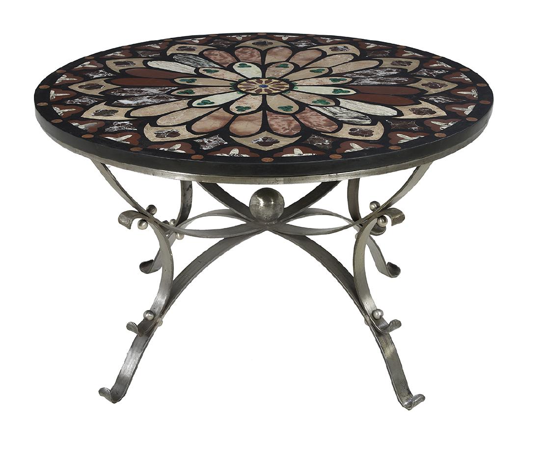Contemporary Iron and Marble-Top Center Table (1 of 3)