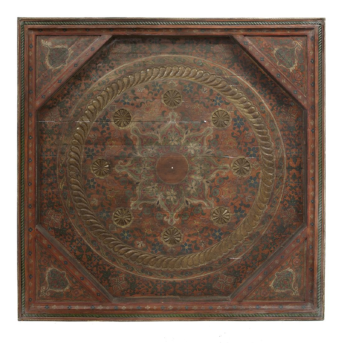 Moroccan Carved, Painted and Gilded Ceiling Panel (1 of 2)