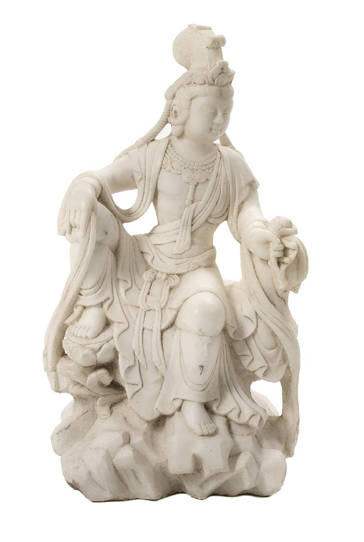 Chinese Carved White Marble Figure of Guanyin (1 of 2)