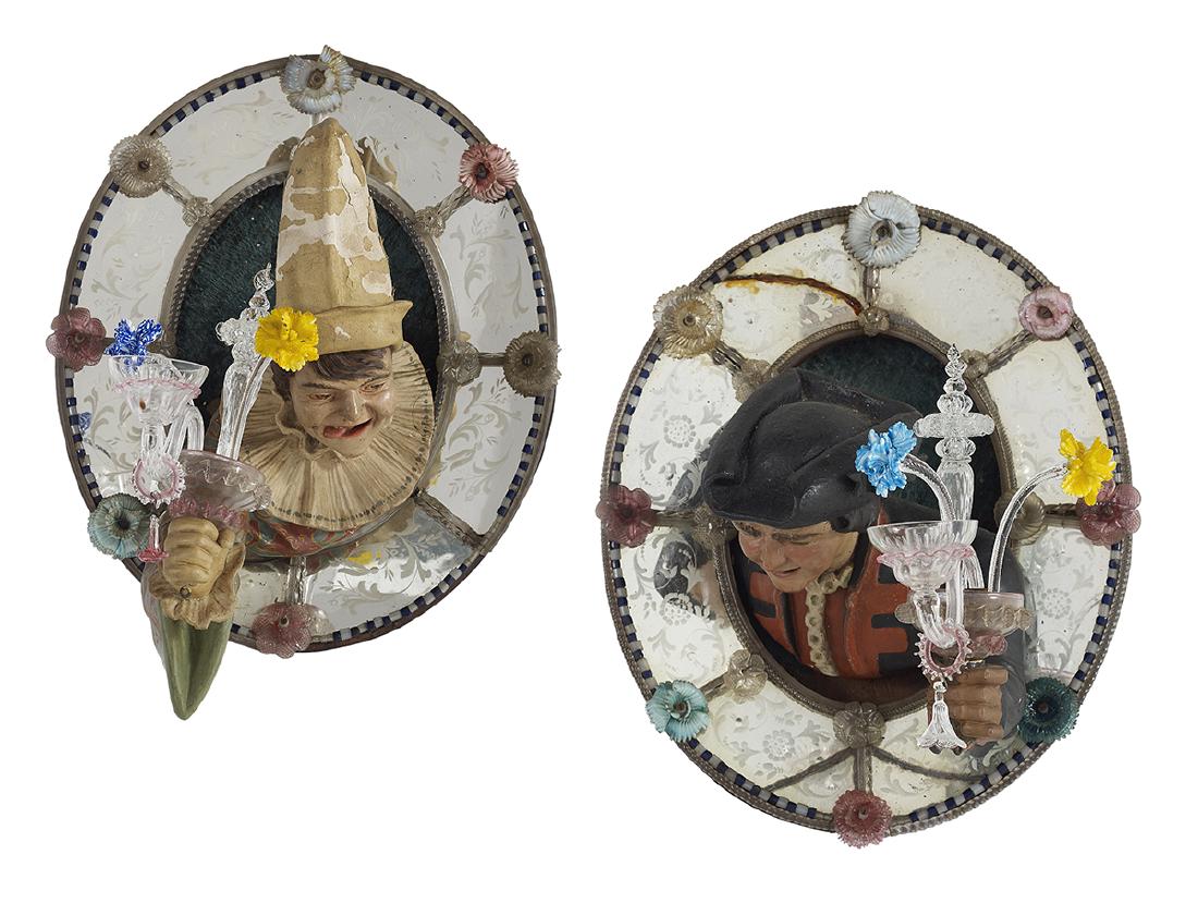 Pair of  Venetian Murano Glass Fantasy Appliques (1 of 3)