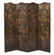 FrenchPainted Leather Four-Panel Folding Screen