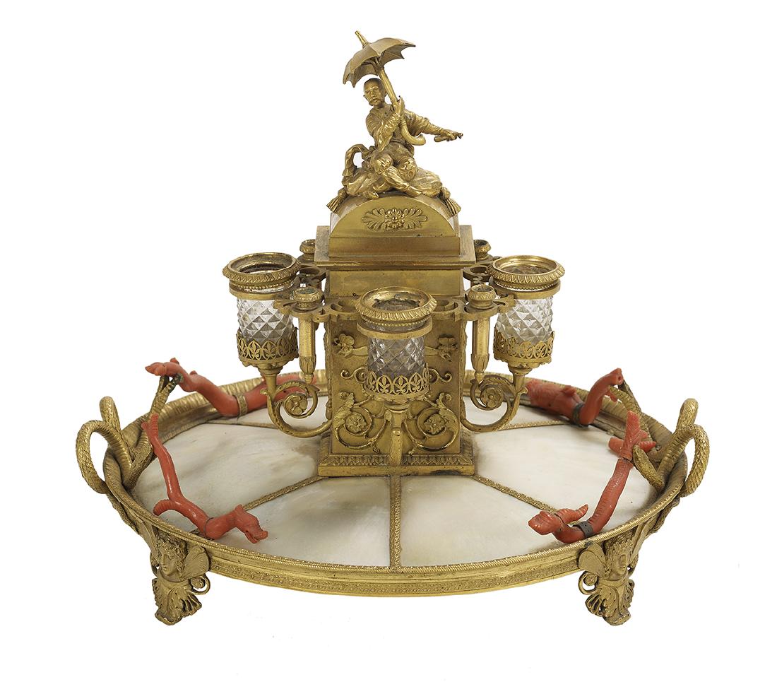Charles X Gilt-Bronze Mother-of-Pearl Encrier (1 of 3)