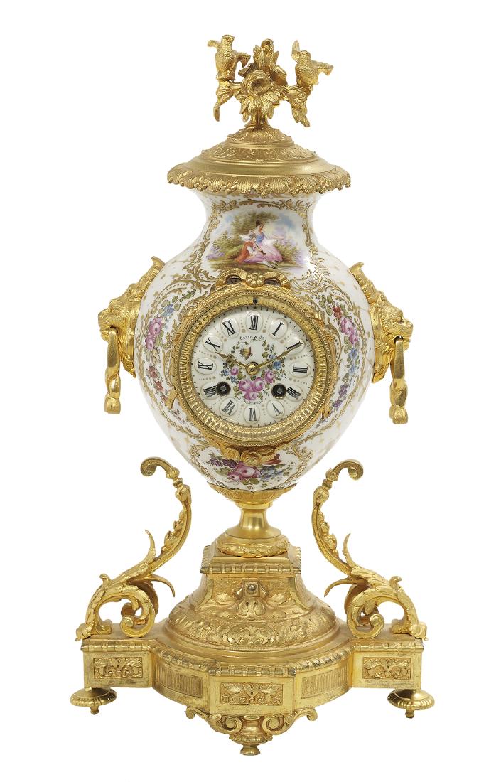 French Porcelain and Bronze Mantel Clock (1 of 2)
