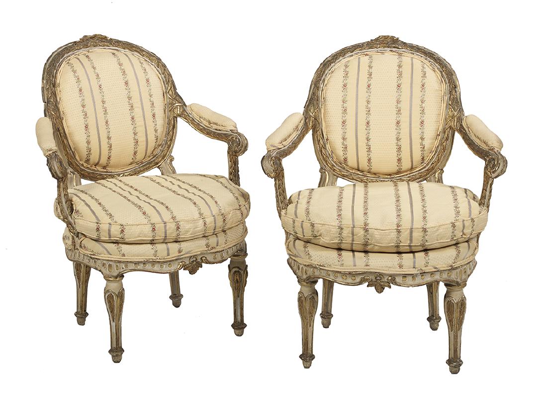 Pair of Continental Polychrome Fauteuils (1 of 1)