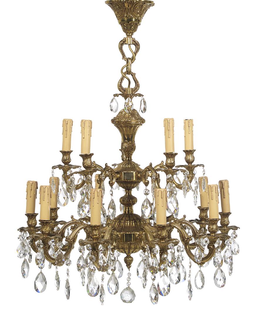 French Brass and Crystal Chandelier (1 of 1)
