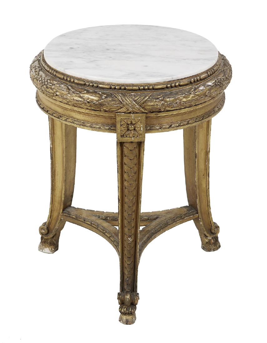 Empire-Style Giltwood and Marble-Top Tabouret (1 of 1)