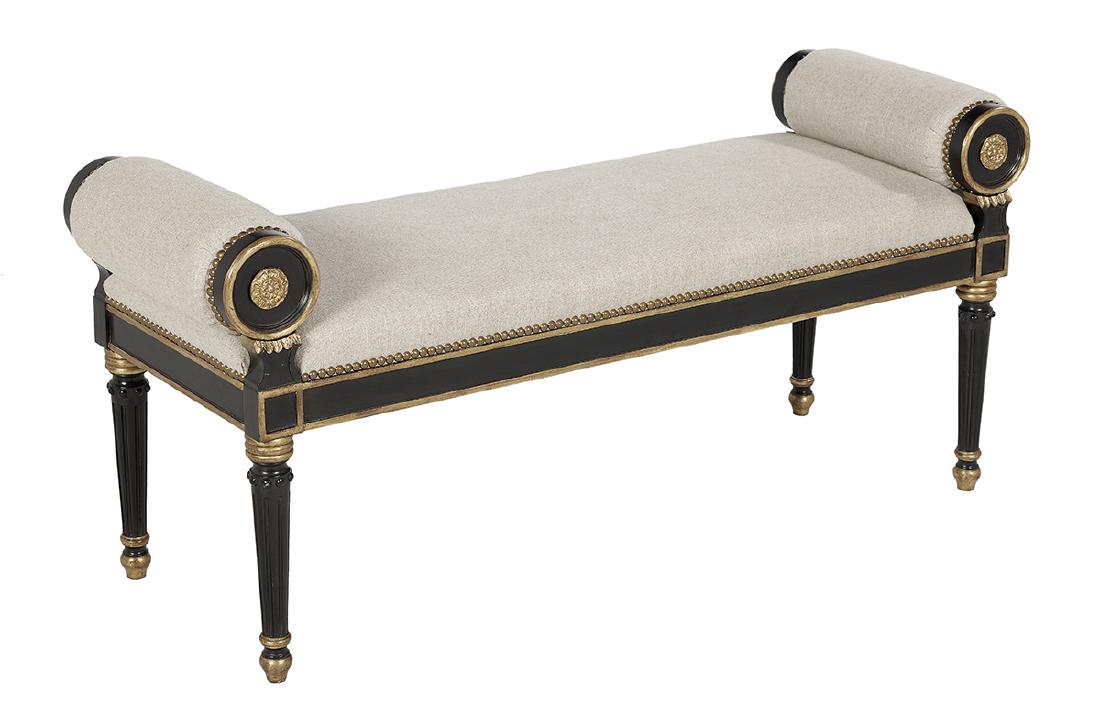 Regency-Style Ebonized & Parcel-Gilt Window Seat (1 of 1)