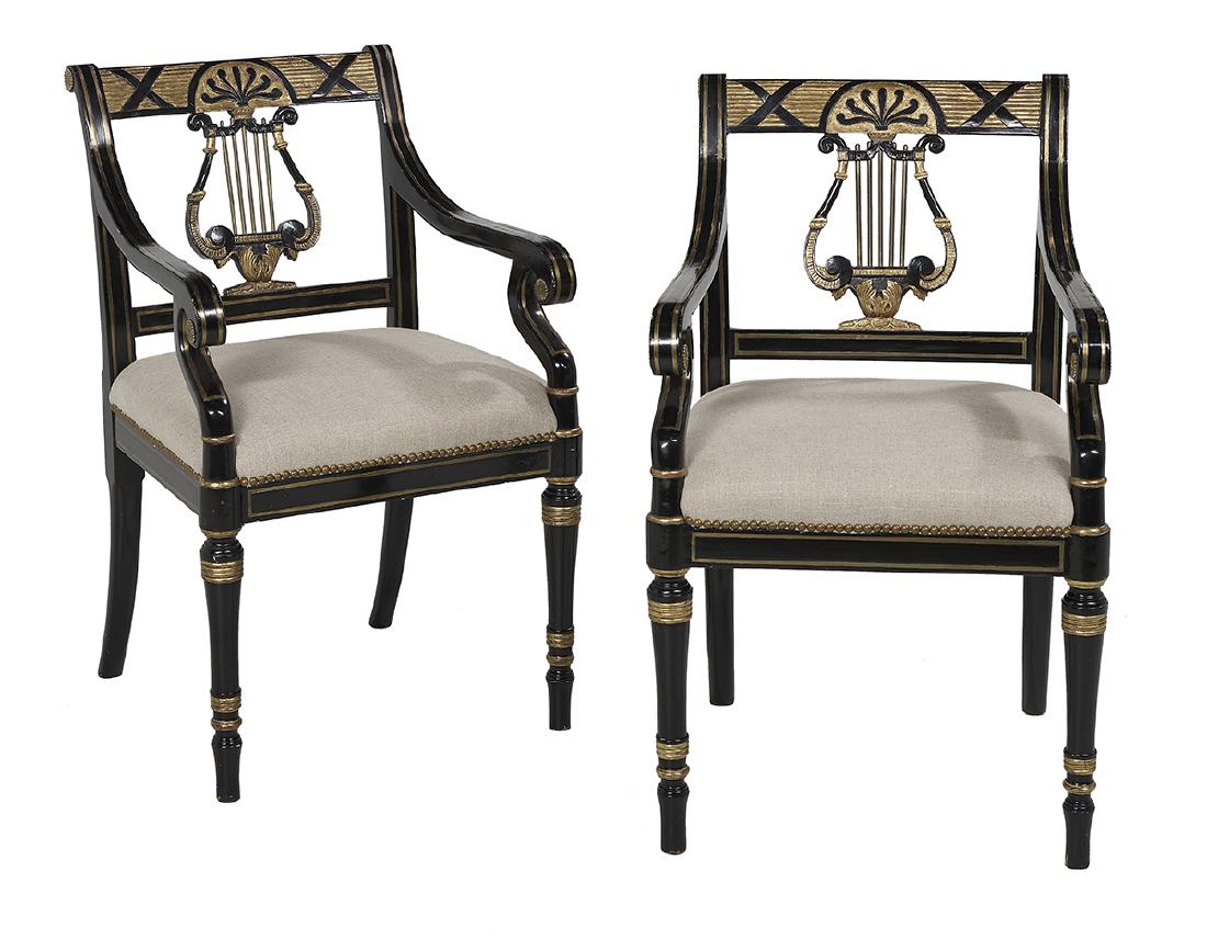 Pair of Regency-Style Parcel-Gilt Armchairs (1 of 1)