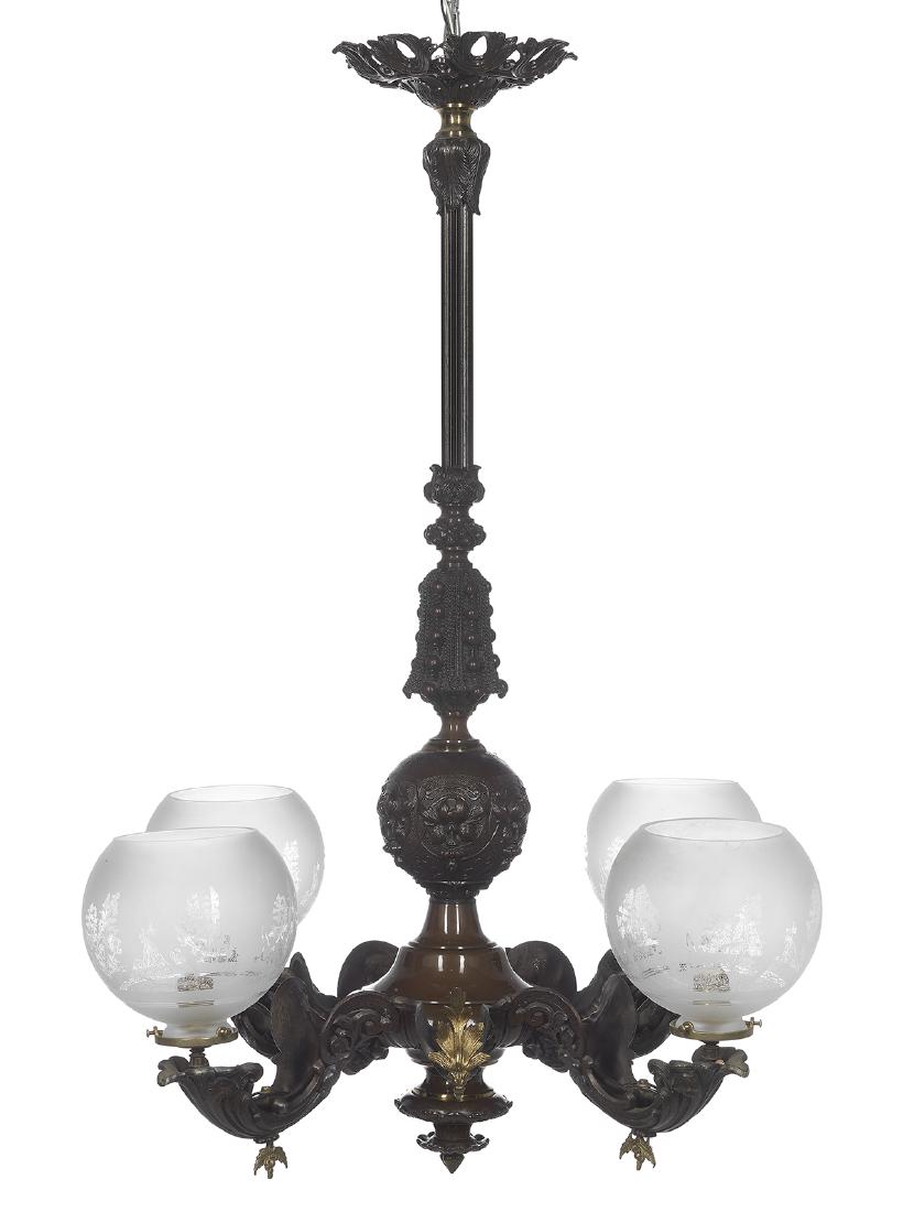 Gilt- and Patinated Bronze Gasolier (1 of 1)