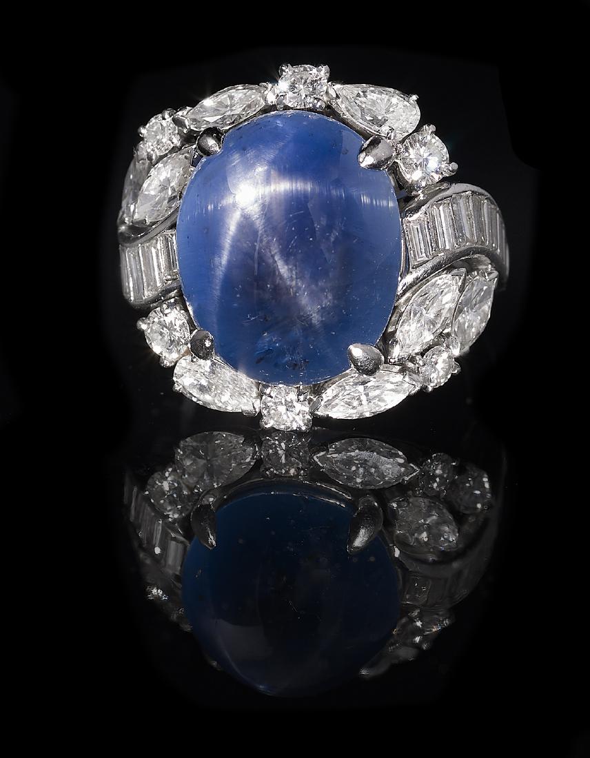 Natural Star Sapphire and Diamond Ring (1 of 1)