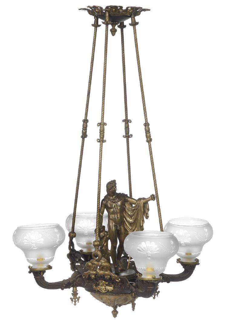 American Classical Gilt-Bronze and Iron Gasolier (1 of 1)