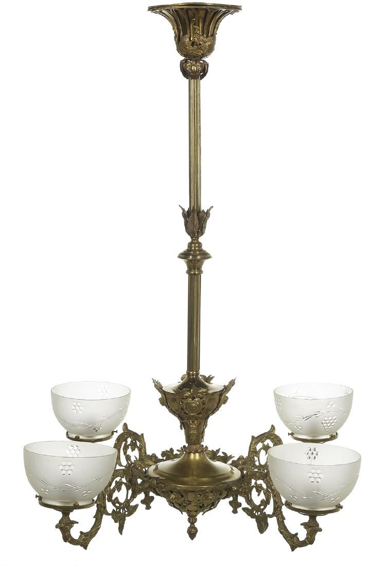 American Rococo Revival Brass and Bronze Gasolier (1 of 1)